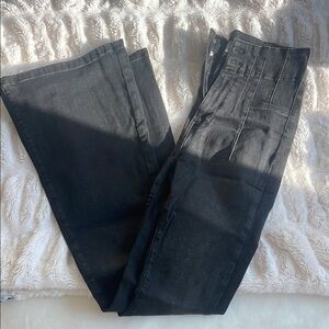 Free People Black Flare Wide Leg Jeans
